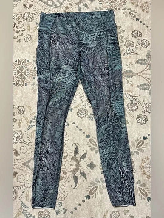 Lululemon Fast and Free Tight 25" Nulux Dimensional Icing Blue Multi Size 10 - Picture 4 of 9